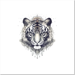 painted color mandala tiger cartoon Posters and Art